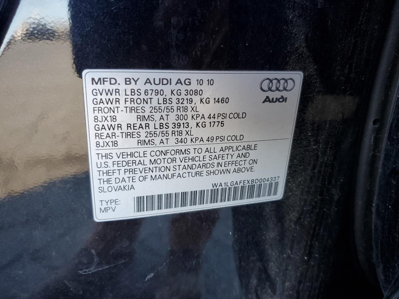 2011 Audi Q7 Premium Plus VIN: WA1LGAFEXBD004337 Lot: 77867194