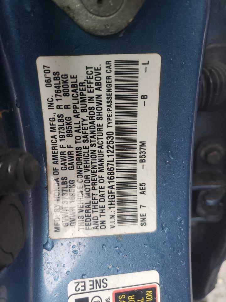 1HGFA16867L122530 2007 Honda Civic Ex