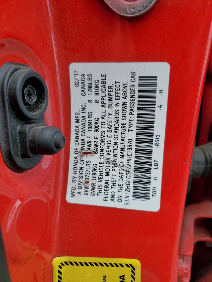 2HGFC2F72HH519870 2017 Honda Civic Ex 2HGFC2F72HH519870 2017 Honda Civic Ex