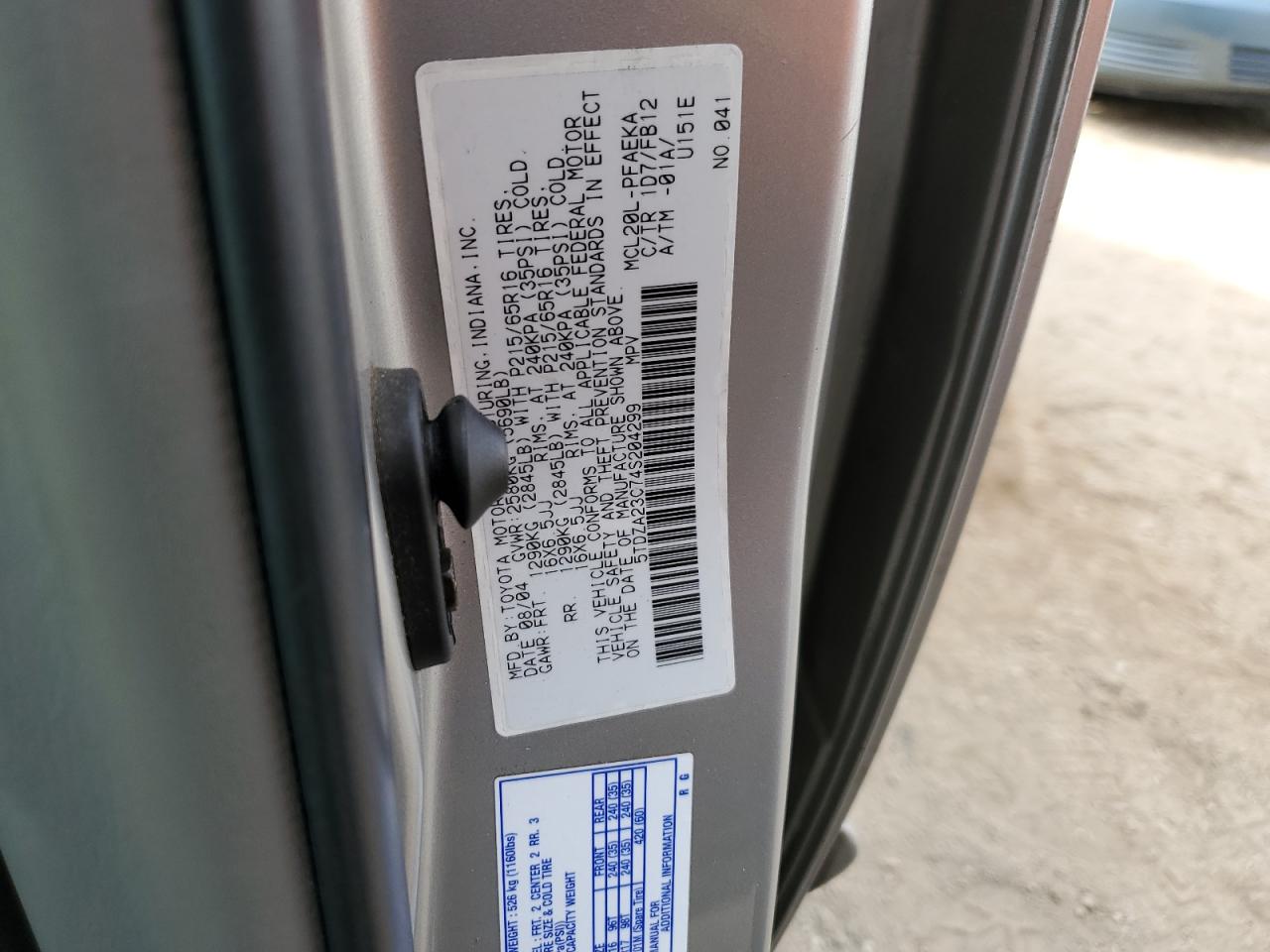 2004 Toyota Sienna Ce VIN: 5TDZA23C74S204299 Lot: 77899484