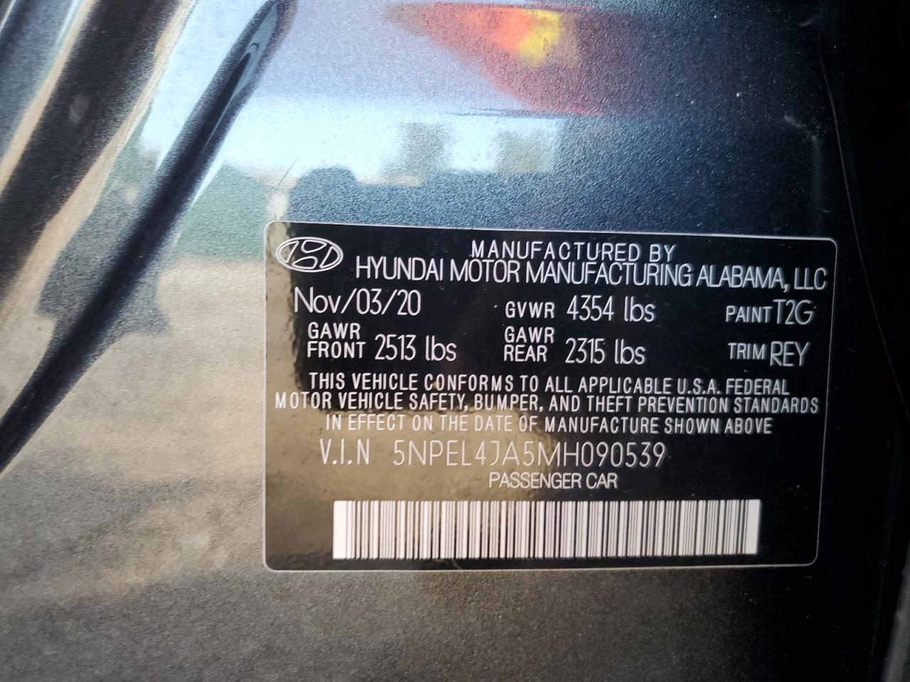 2021 Hyundai Sonata Sel VIN: 5NPEL4JA5MH090539 Lot: 75854704