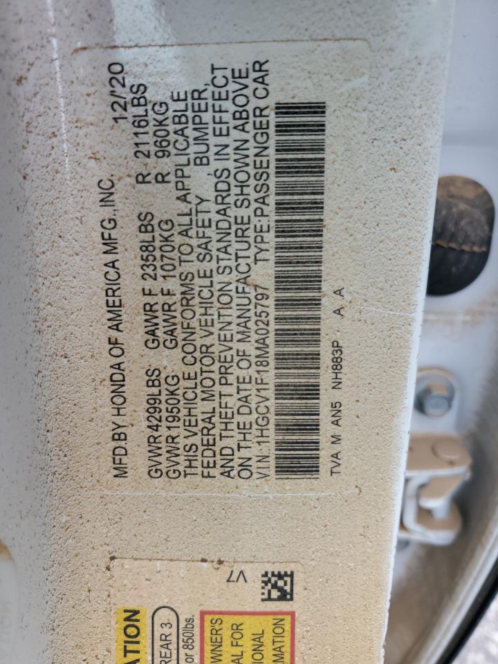 1HGCV1F18MA025797 2021 Honda Accord Lx