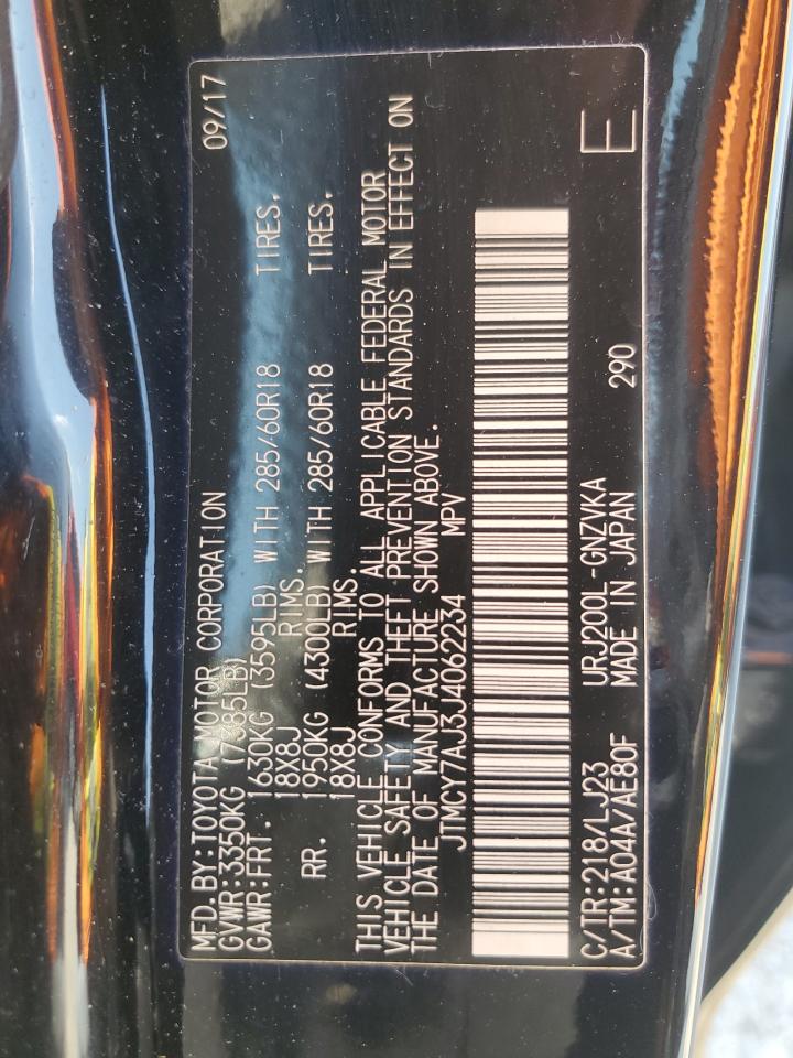 2018 Toyota Land Cruiser VIN: JTMCY7AJ3J4062234 Lot: 77904944