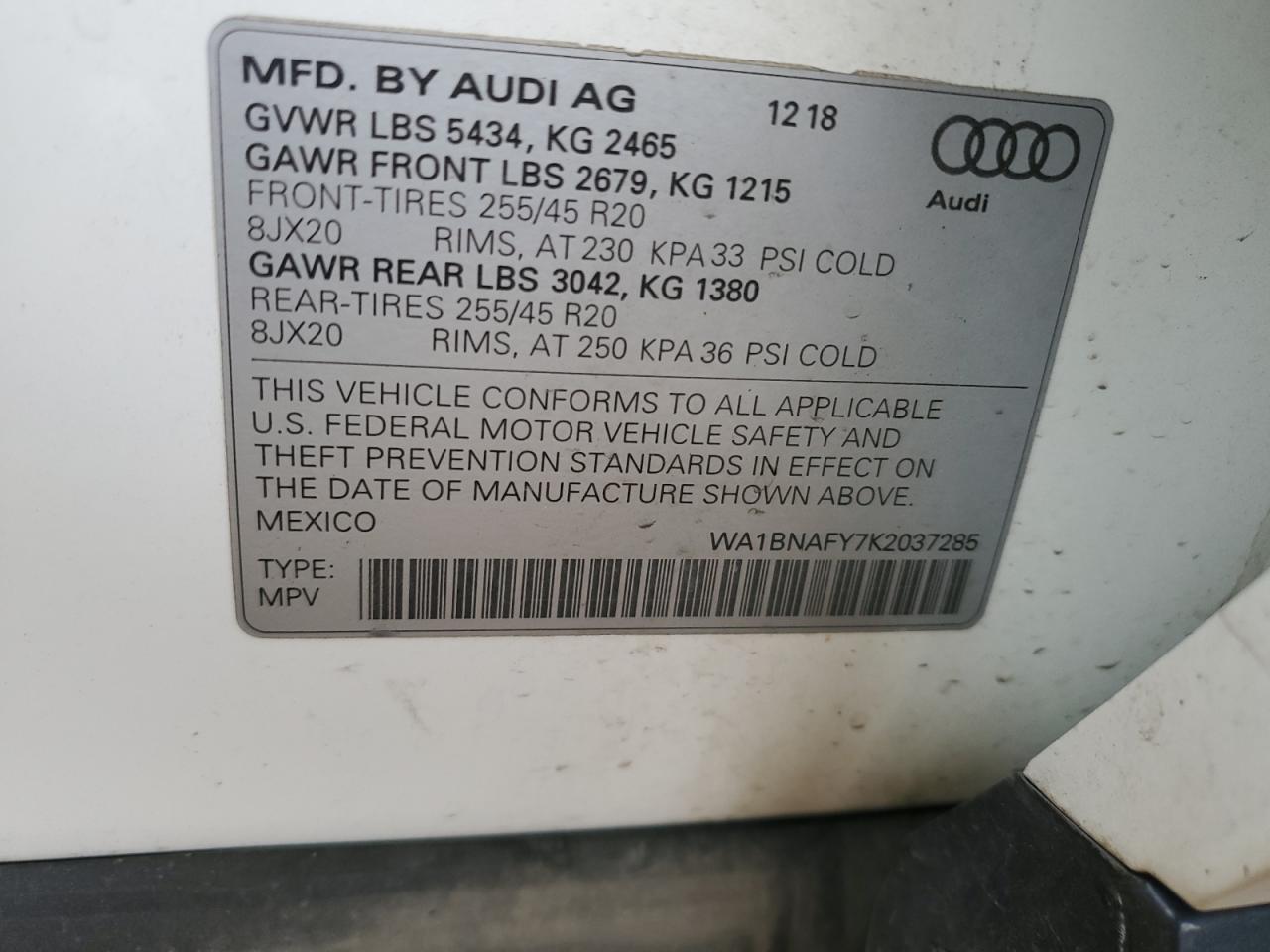 WA1BNAFY7K2037285 2019 Audi Q5 Premium Plus