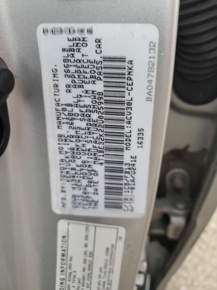 4T1BE32K22U025998 2002 Toyota Camry Le