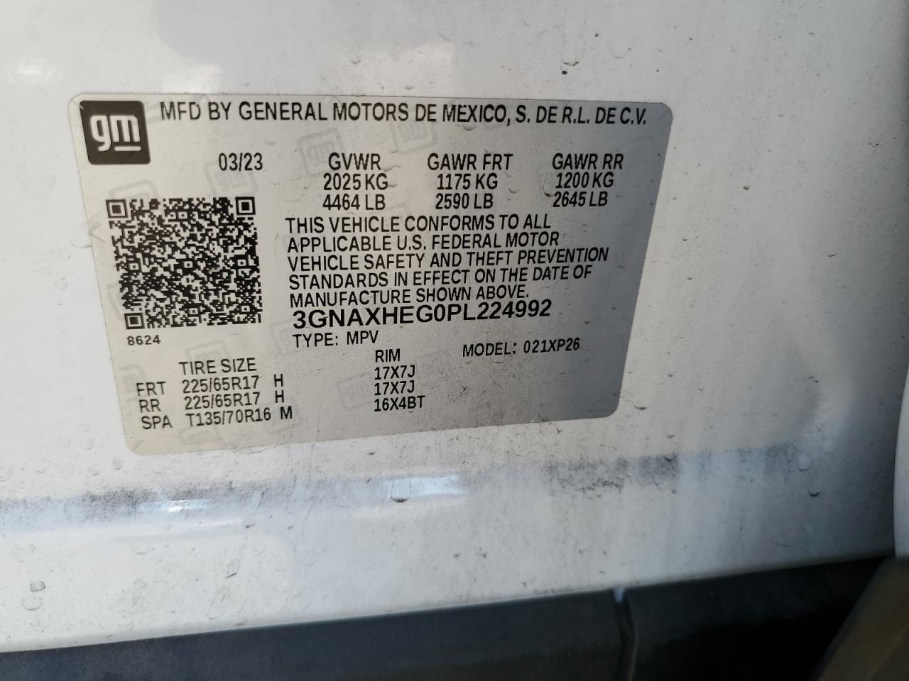 3GNAXHEG0PL224992 2023 Chevrolet Equinox Ls