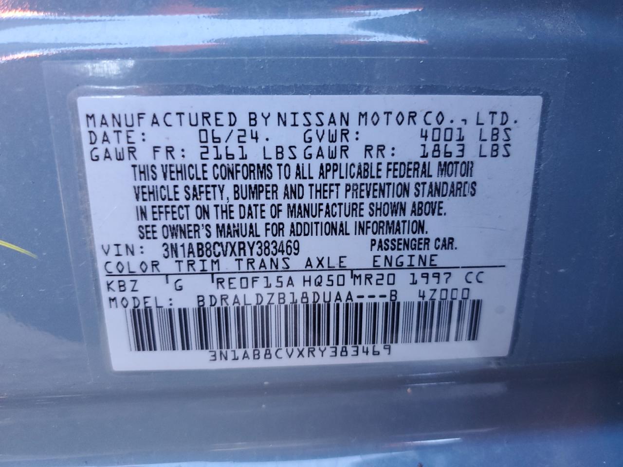 3N1AB8CVXRY383469 2024 Nissan Sentra Sv