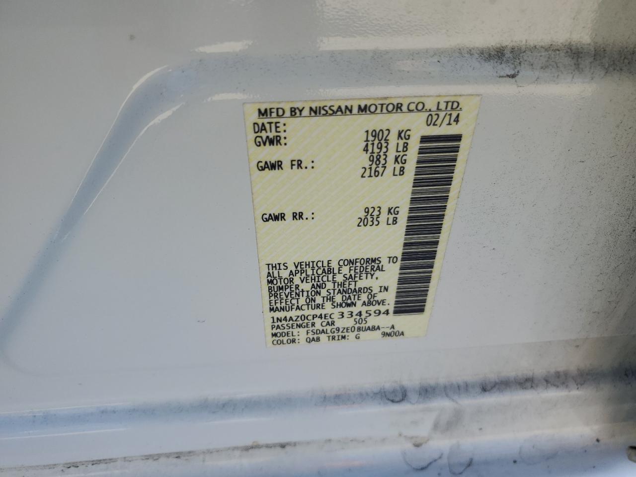 2014 Nissan Leaf S VIN: 1N4AZ0CP4EC334594 Lot: 76818994