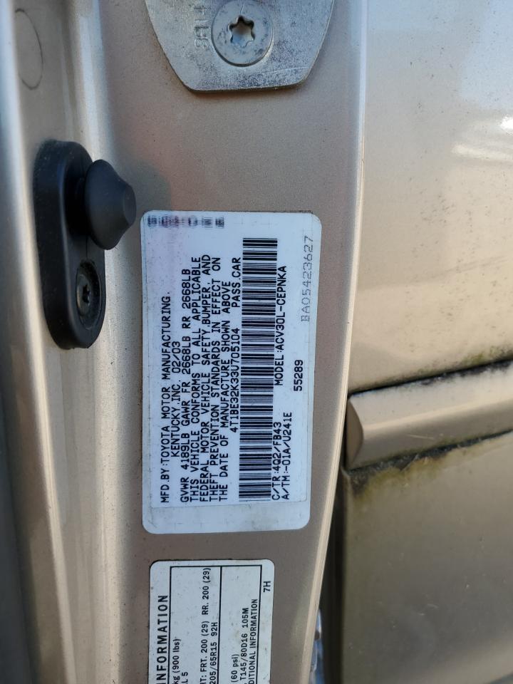 4T1BE32K33U705104 2003 Toyota Camry Le