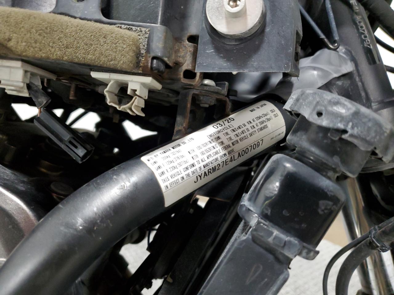 2020 Yamaha Mt07 VIN: JYARM27E4LA007097 Lot: 74722854
