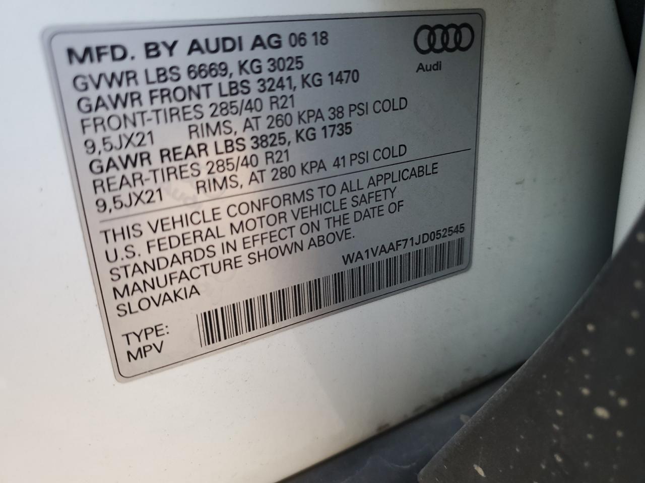 WA1VAAF71JD052545 2018 Audi Q7 Prestige