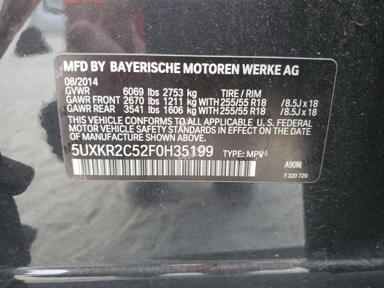 2015 BMW X5 Sdrive35I VIN: 5UXKR2C52F0H35199 Lot: 76829474