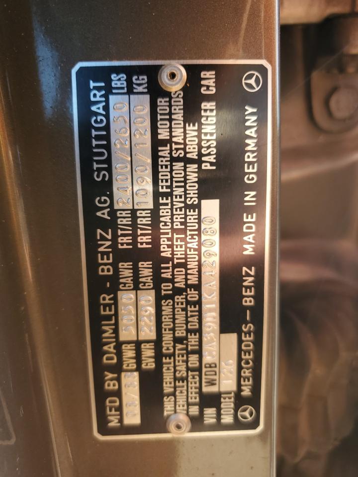 1989 Mercedes-Benz 560 Sel VIN: WDBCA39D1KA429080 Lot: 75631614