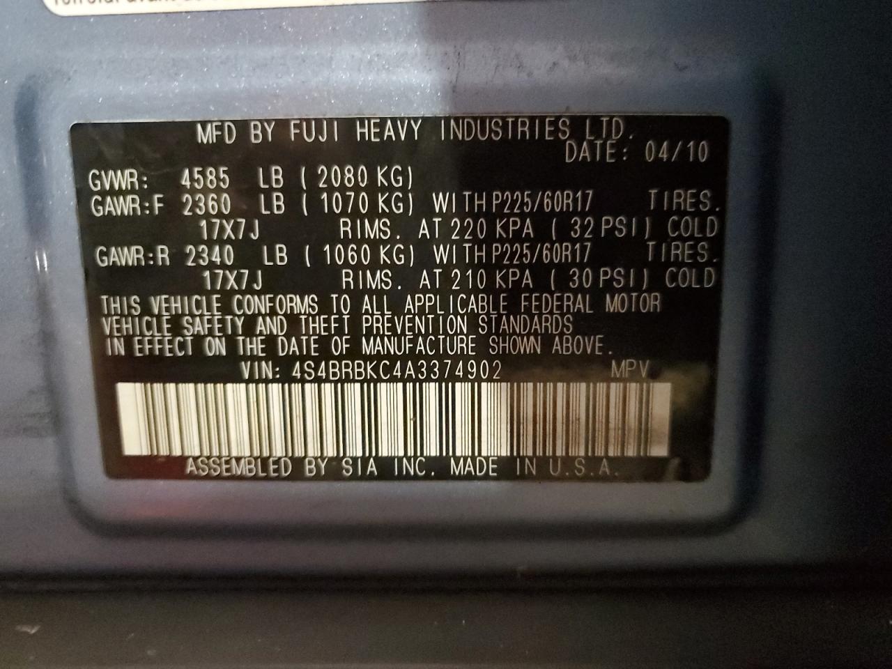 2010 Subaru Outback - Image 12