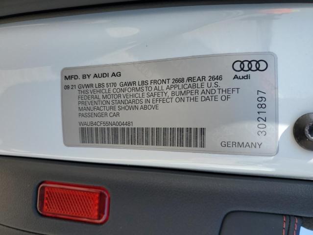 WAUB4CF55NA004481 Audi S5/RS5 S5 PRESTIG 13