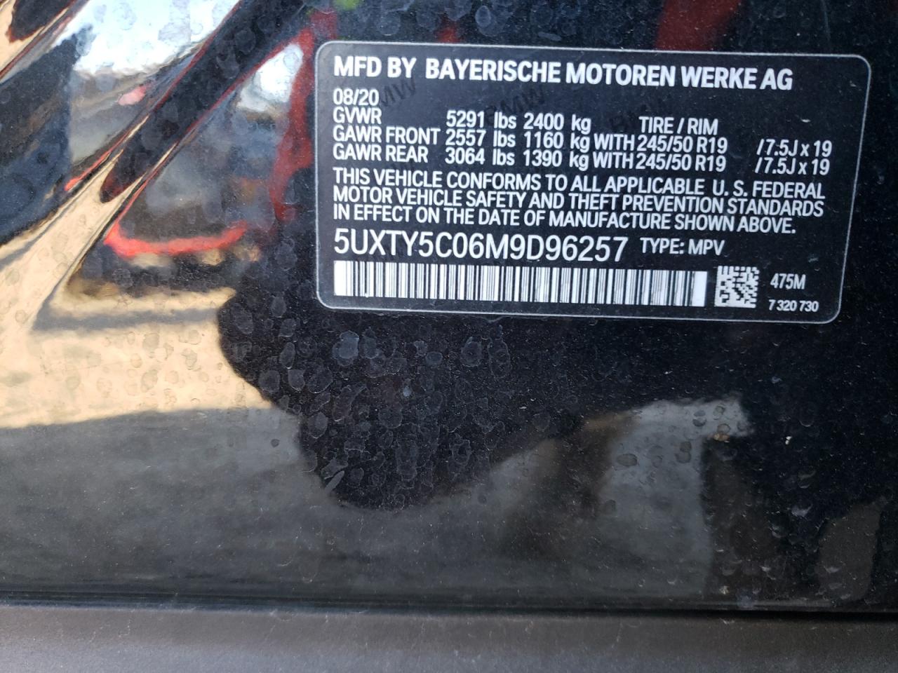 5UXTY5C06M9D96257 2021 BMW X3 xDrive30I