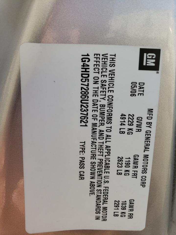 2006 Buick Lucerne Cxl VIN: 1G4HD57286U237621 Lot: 77032564