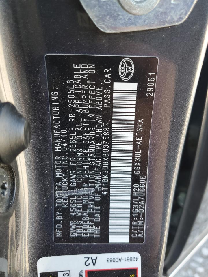 4T1BK3DBXBU375885 2011 Toyota Avalon Base