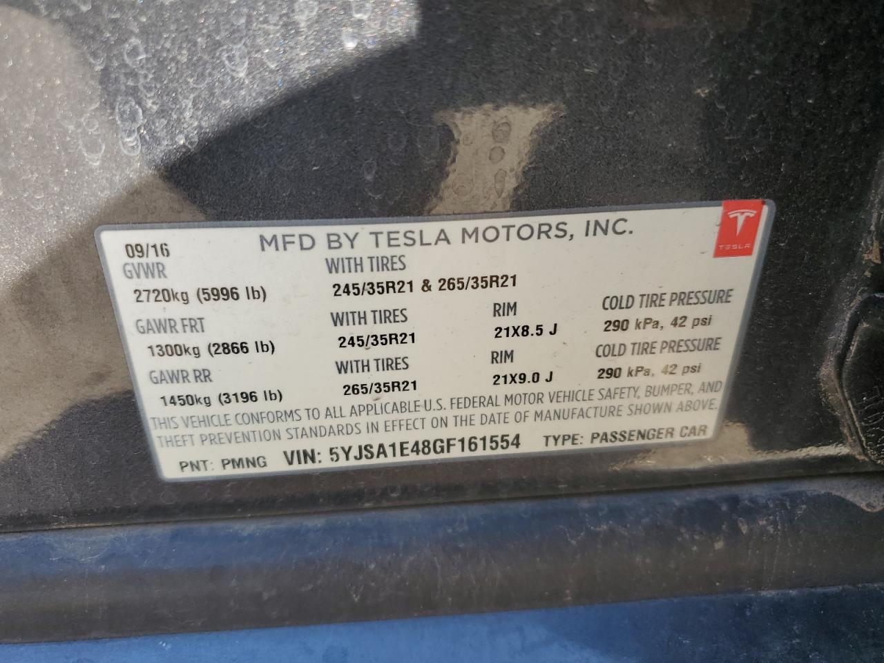 5YJSA1E48GF161554 2016 Tesla Model S