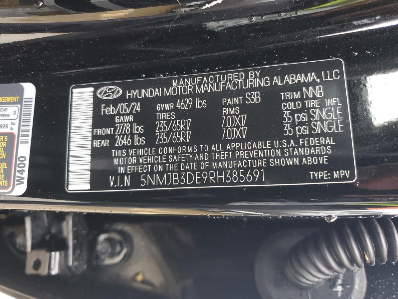 5NMJB3DE9RH385691 2024 Hyundai Tucson Sel