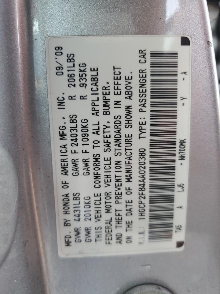 1HGCP2F84AA020380 2010 Honda Accord Exl