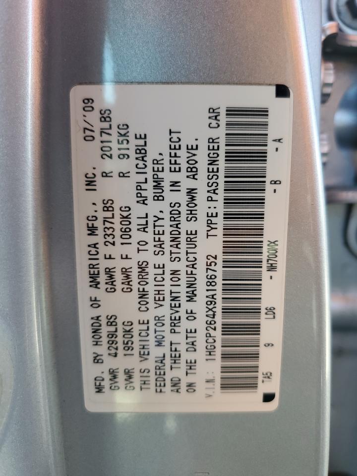 1HGCP264X9A186752 2009 Honda Accord Lxp