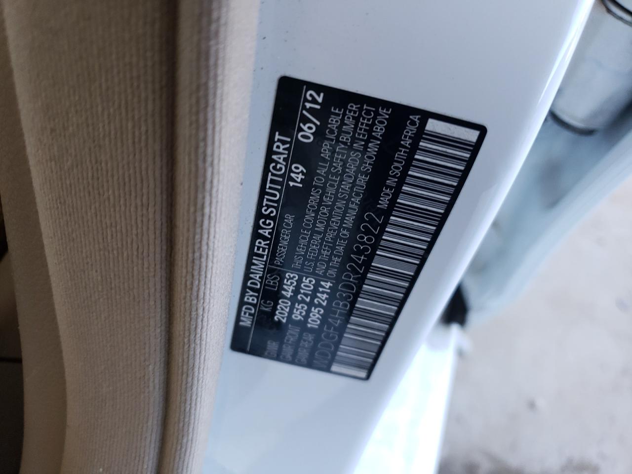 2013 Mercedes-Benz C 250 VIN: WDDGF4HB3DR243822 Lot: 74437184