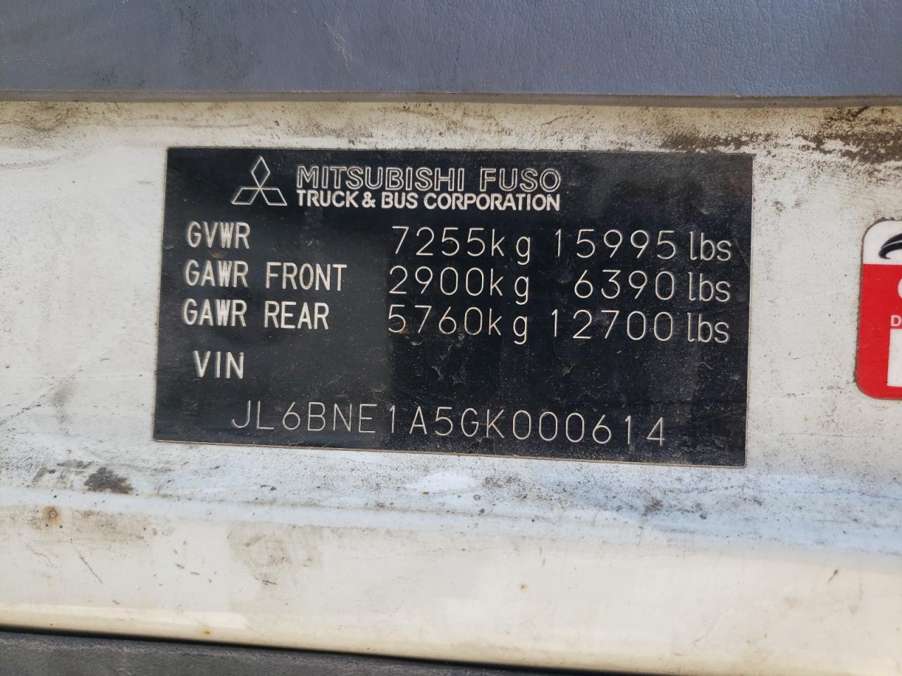 JL6BNE1A5GK000614 2016 Mitsubishi Fuso Truck Of America Inc Fe Fec72S