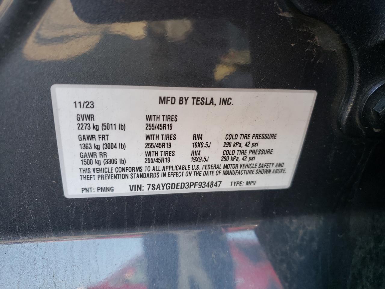 2023 Tesla Model Y VIN: 7SAYGDED3PF934847 Lot: 74126834