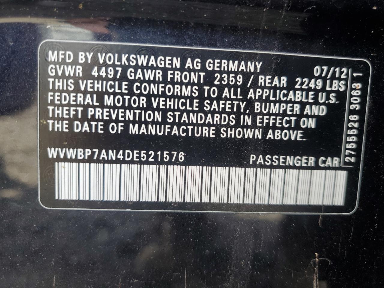 WVWBP7AN4DE521576 2013 Volkswagen Cc Sport