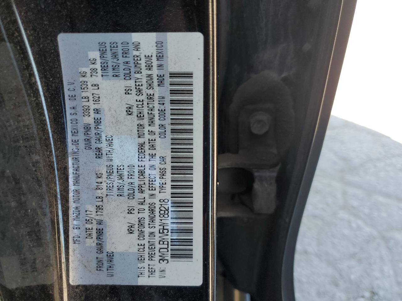 2017 Toyota Yaris Ia VIN: 3MYDLBYV5HY189218 Lot: 75135744