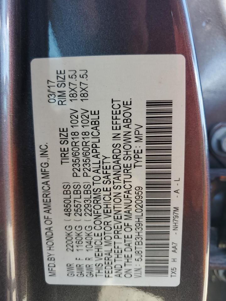 5J8TB3H39HL020959 2017 Acura Rdx