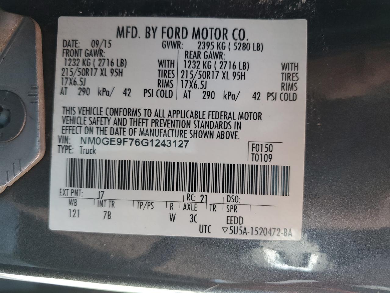 NM0GE9F76G1243127 2016 Ford Transit Connect Xlt