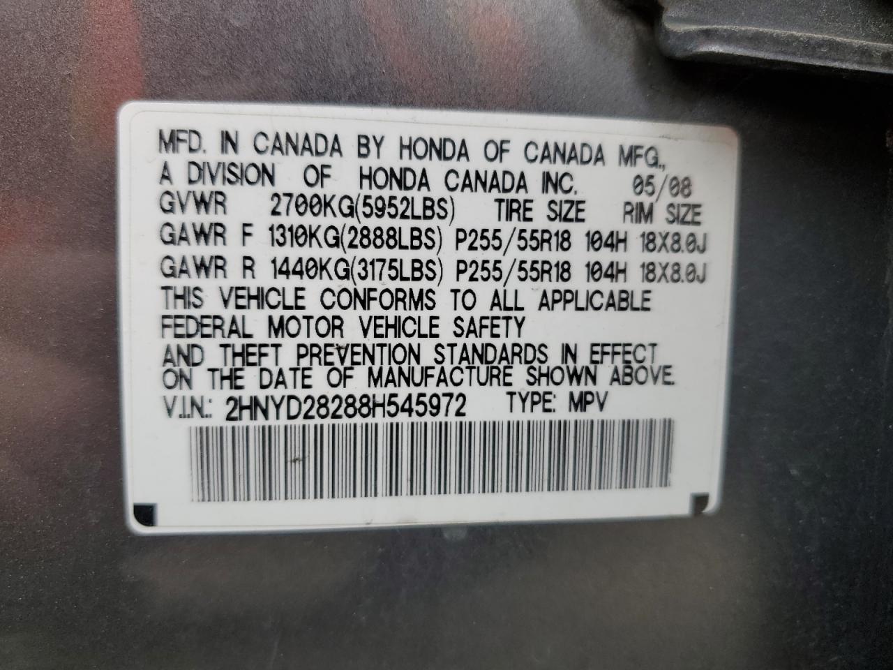 2HNYD28288H545972 2008 Acura Mdx