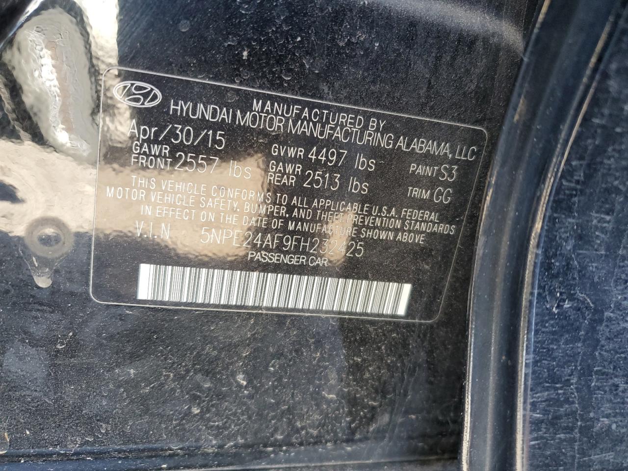 5NPE24AF9FH232425 2015 Hyundai Sonata Se