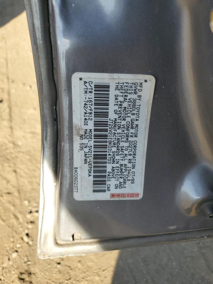 JT2SV21E8K0314703 1989 Toyota Camry Dlx