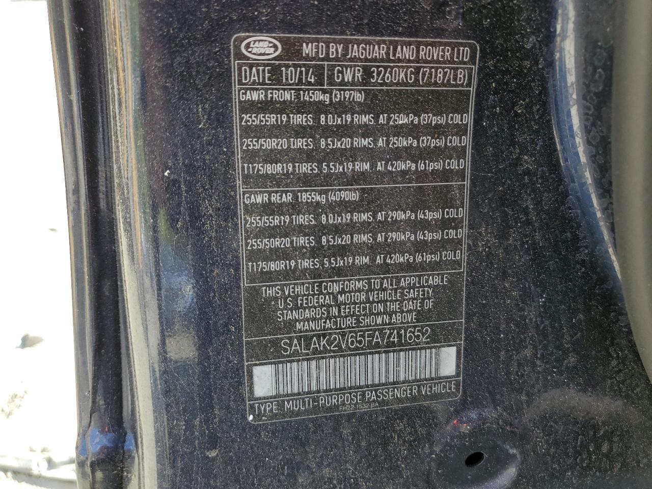 2015 Land Rover Lr4 Hse Luxury VIN: SALAK2V65FA741652 Lot: 74619514
