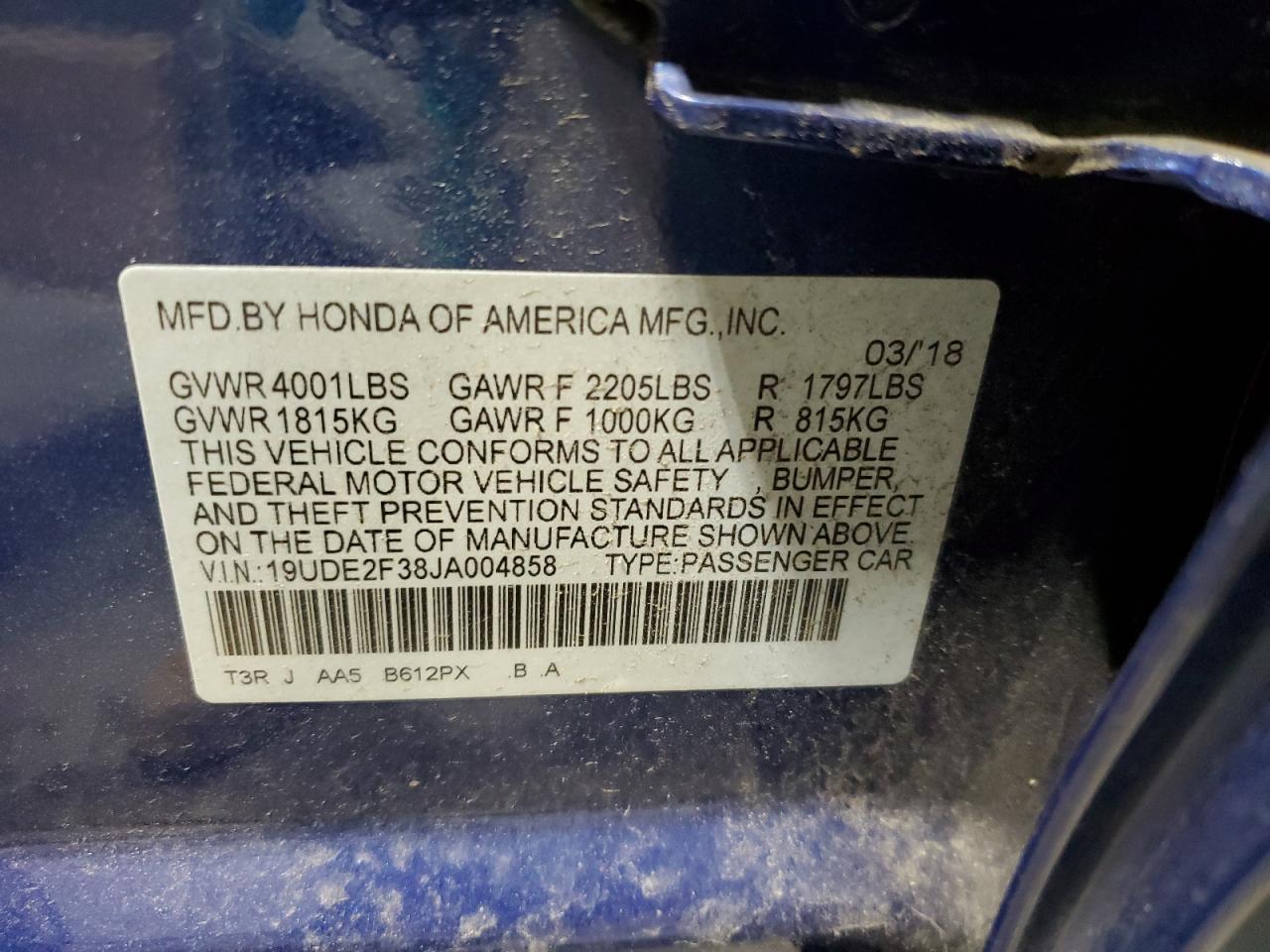 19UDE2F38JA004858 2018 Acura Ilx Base Watch Plus