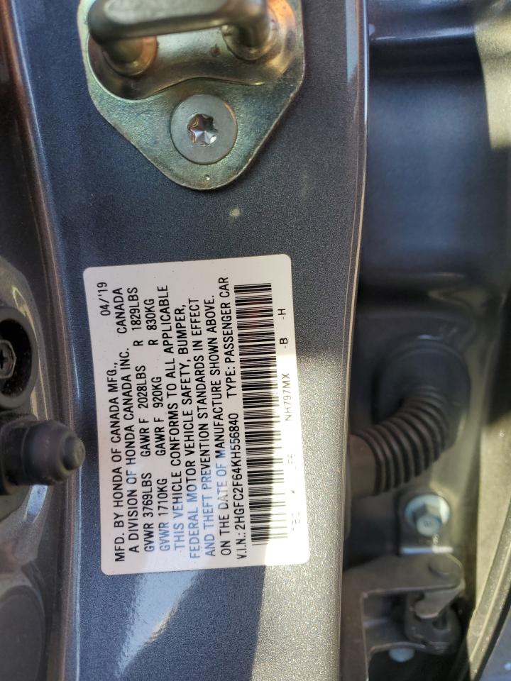 2HGFC2F64KH556840 2019 Honda Civic Lx