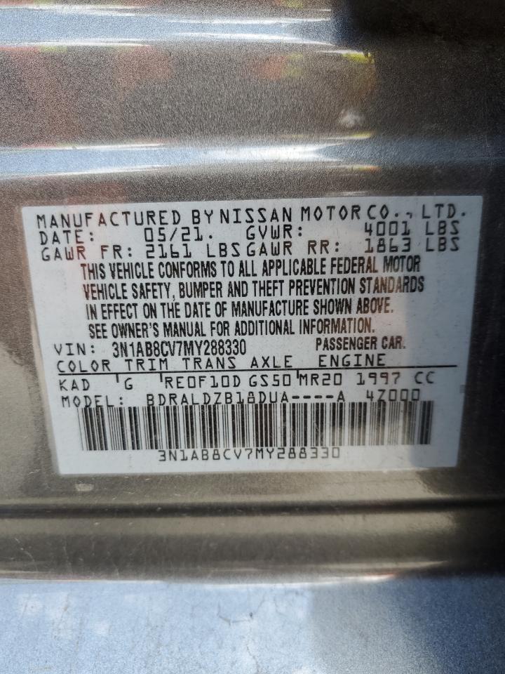 2021 Nissan Sentra Sv VIN: 3N1AB8CV7MY288330 Lot: 74693484