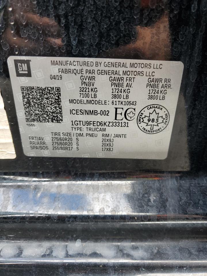 1GTU9FED6KZ333131 2019 GMC Sierra K1500 Denali