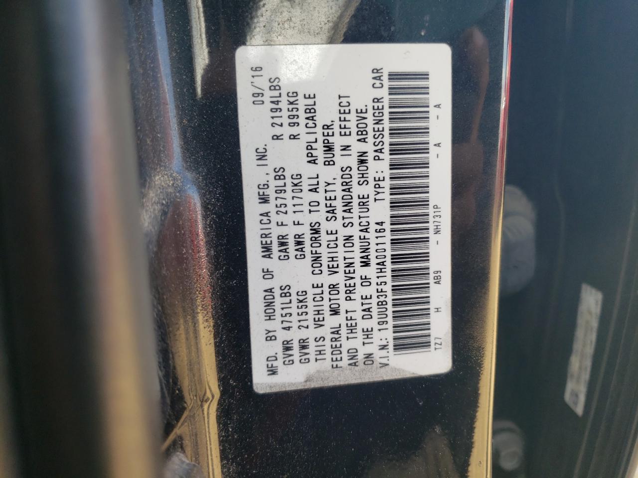 19UUB3F51HA001164 2017 Acura Tlx Tech