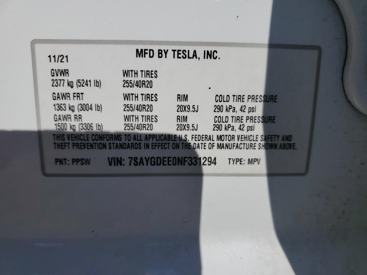 2022 Tesla Model Y VIN: 7SAYGDEE0NF331294 Lot: 76729114