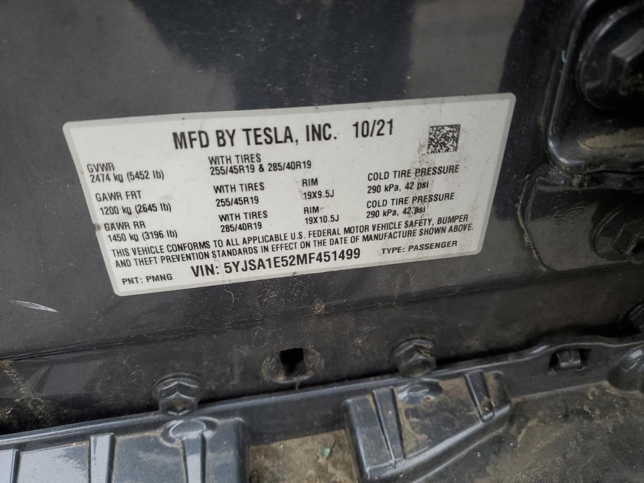 5YJSA1E52MF451499 2021 Tesla Model S