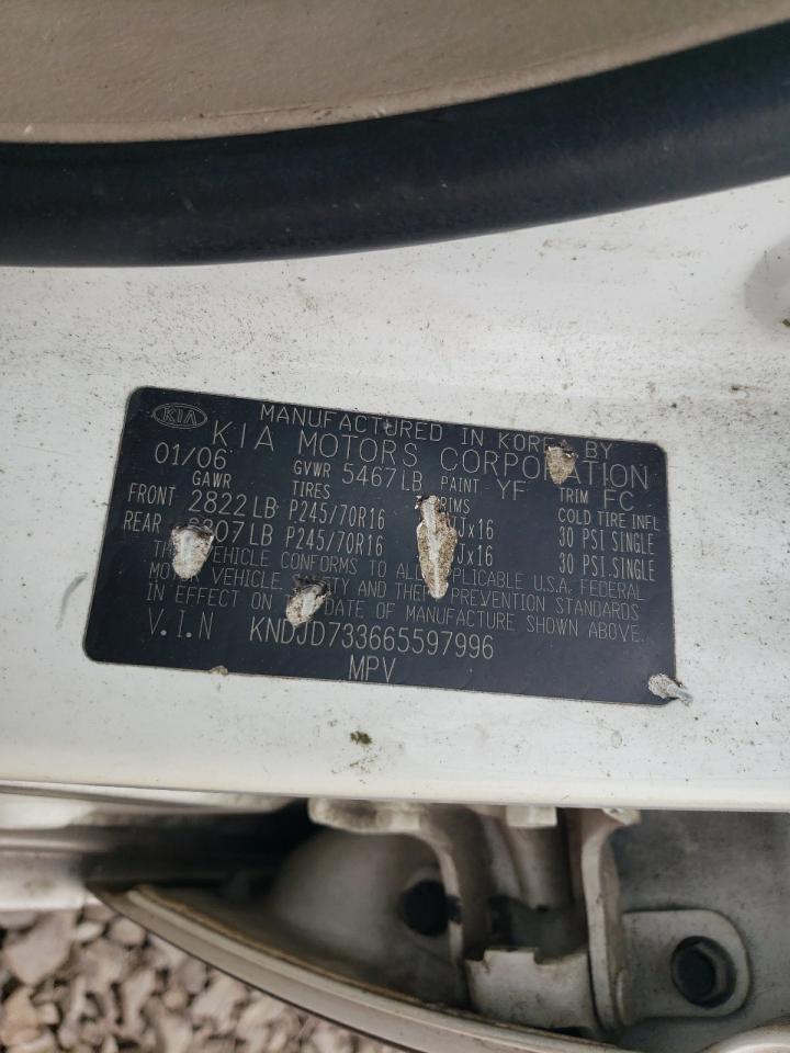 2006 Kia Sorento Ex VIN: KNDJD733665597996 Lot: 75821774