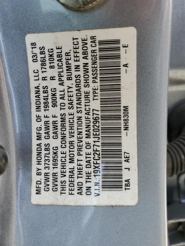 19XFC2F71JE029677 2018 Honda Civic Ex