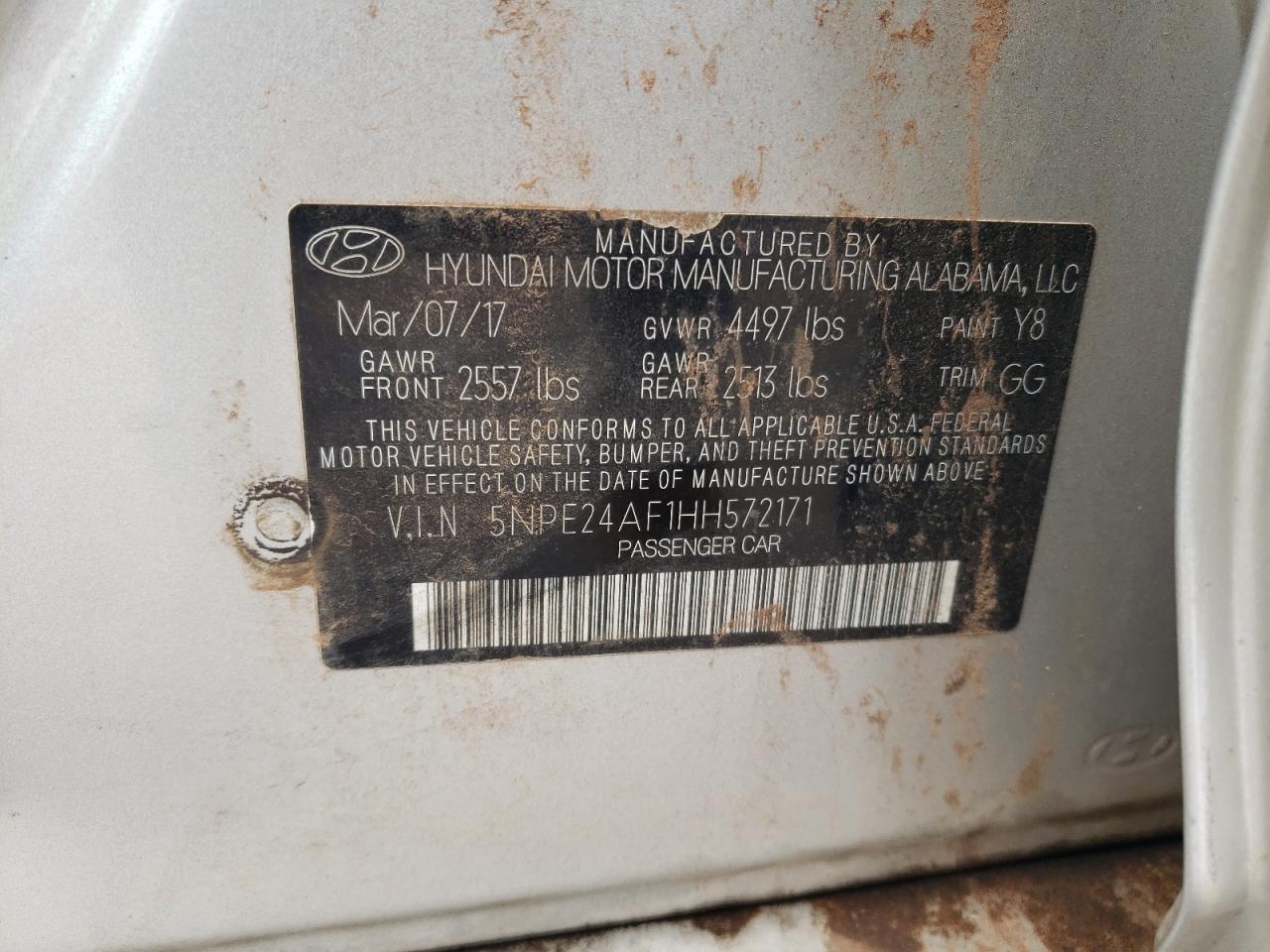 5NPE24AF1HH572171 2017 HYUNDAI SONATA - Image 12