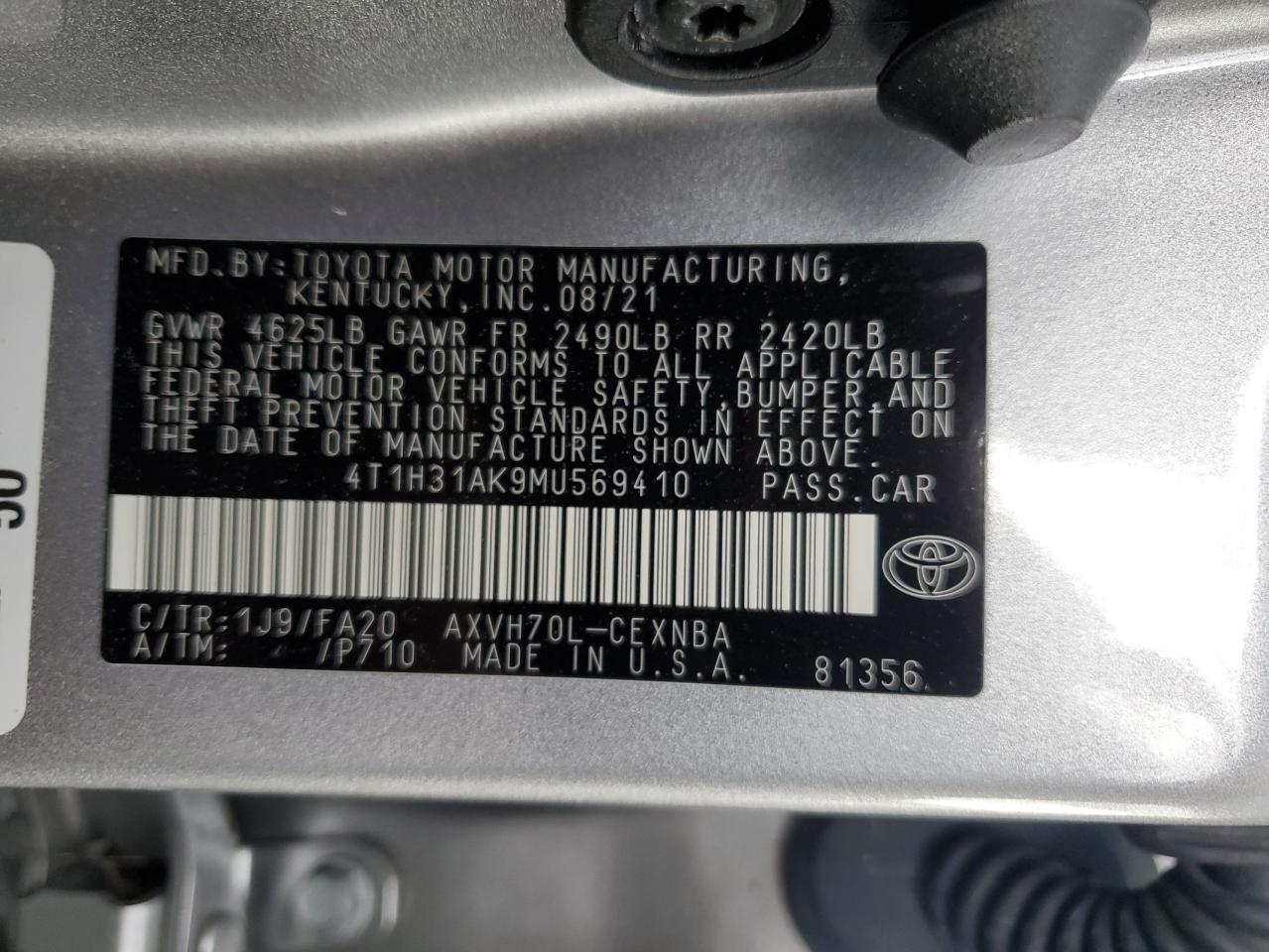 4T1H31AK9MU569410 2021 TOYOTA CAMRY - Image 13