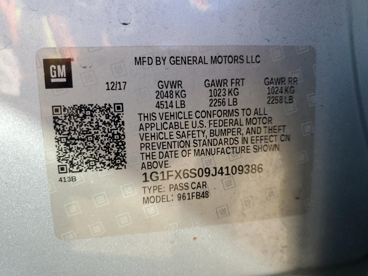 1G1FX6S09J4109386 2018 Chevrolet Bolt Ev Premier