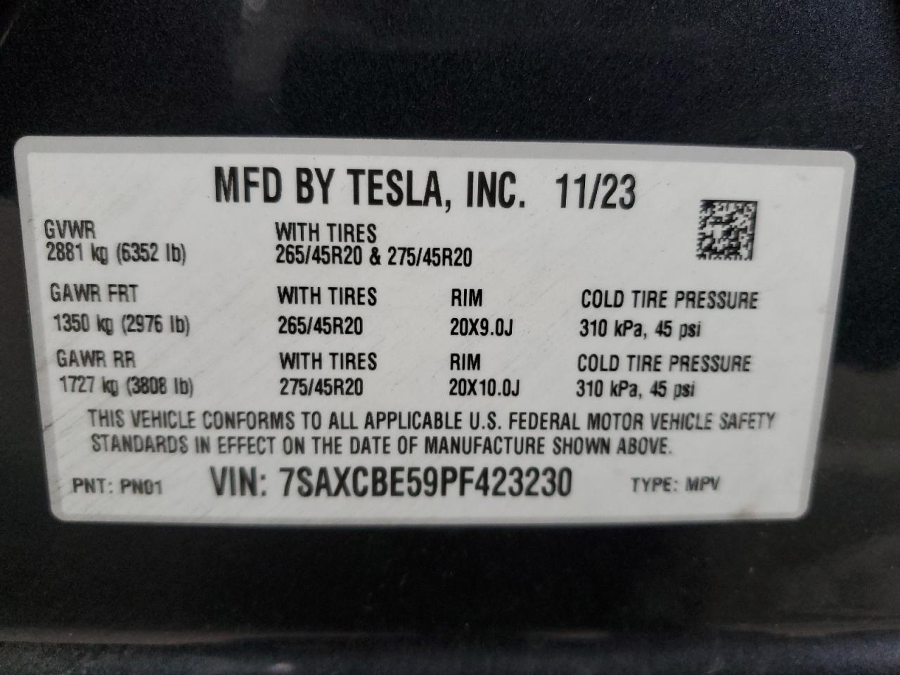 7SAXCBE59PF423230 2023 Tesla Model X